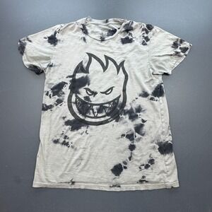 Spitfire T-Shirt Teen's Medium Tie Dye Black White Flame Logo Skate Graphic Tee